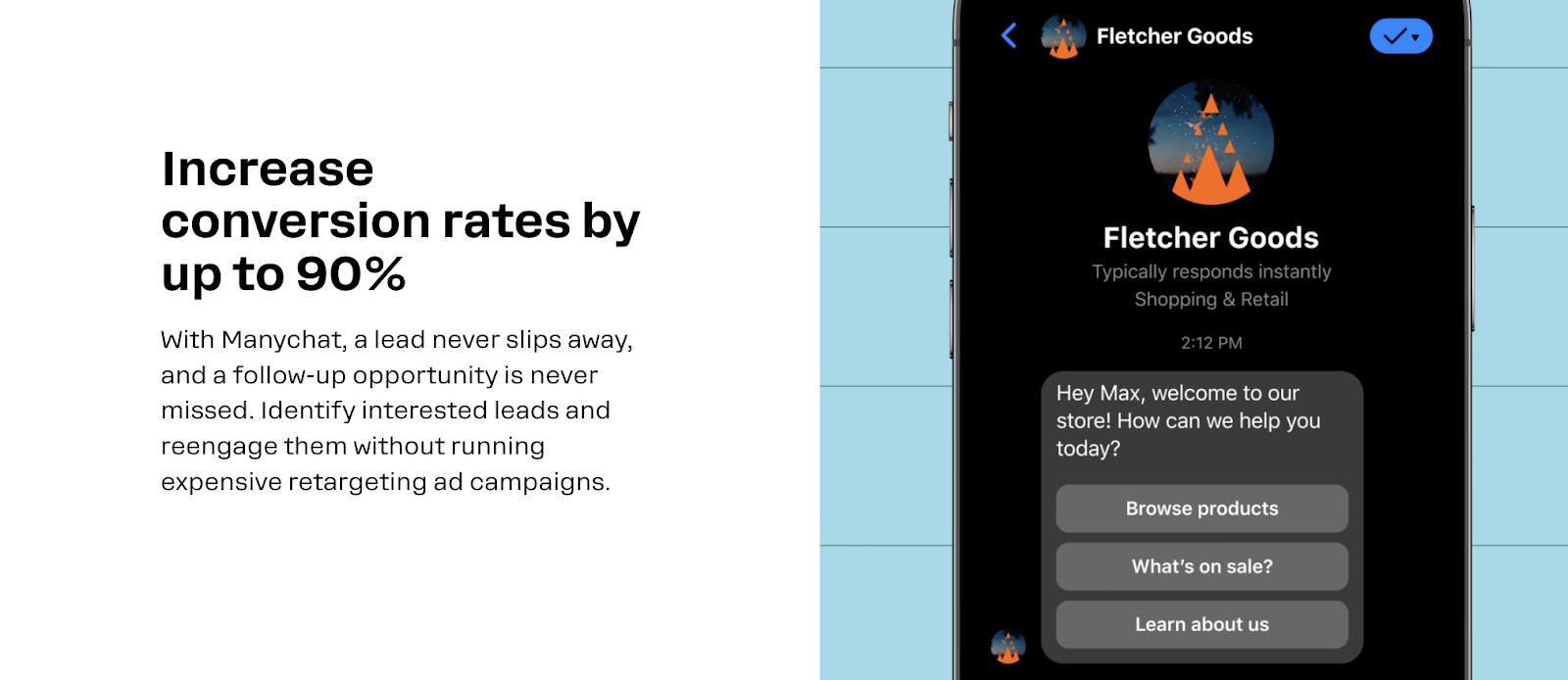 Captura de pantalla de ManyChat