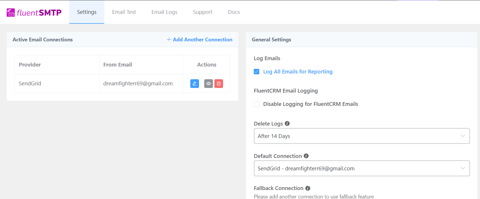 configuración de correo electrónico fluentsmtp