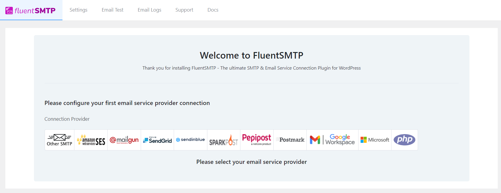 configuración de correo electrónico fluentsmtp