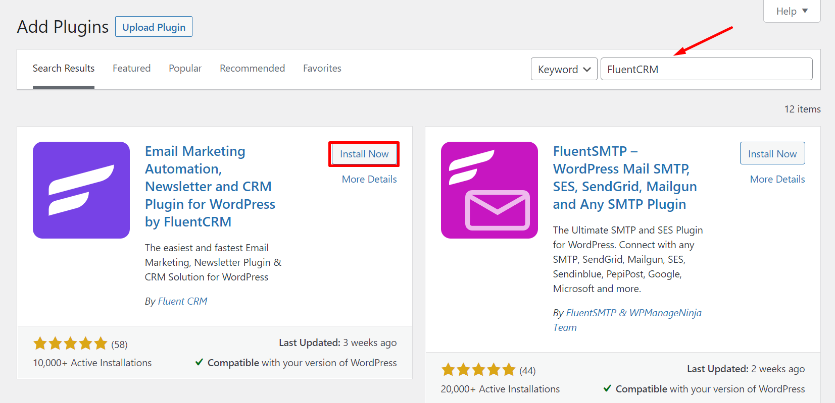 instalar fluentcrm, instalar un plugin de suscripción de correo electrónico en wordpress