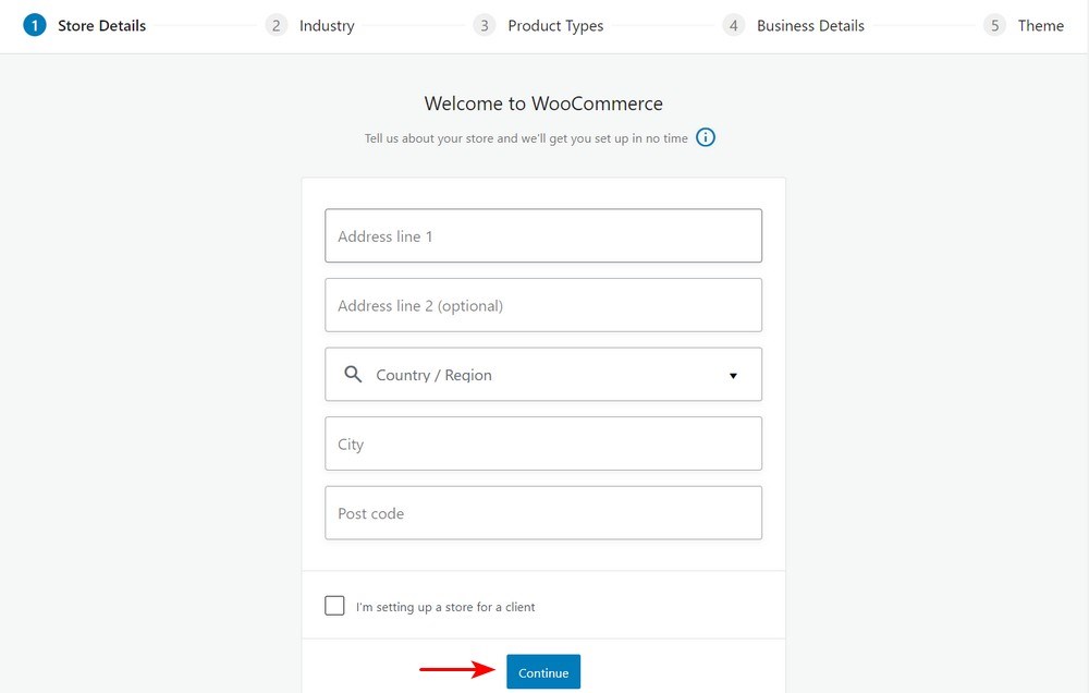 Asistente de configuración de WooCommerce 1