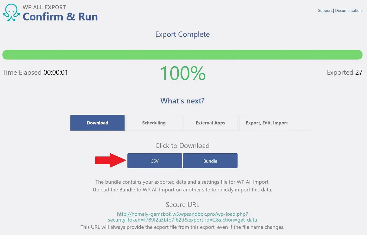 exportar arquivo CSV