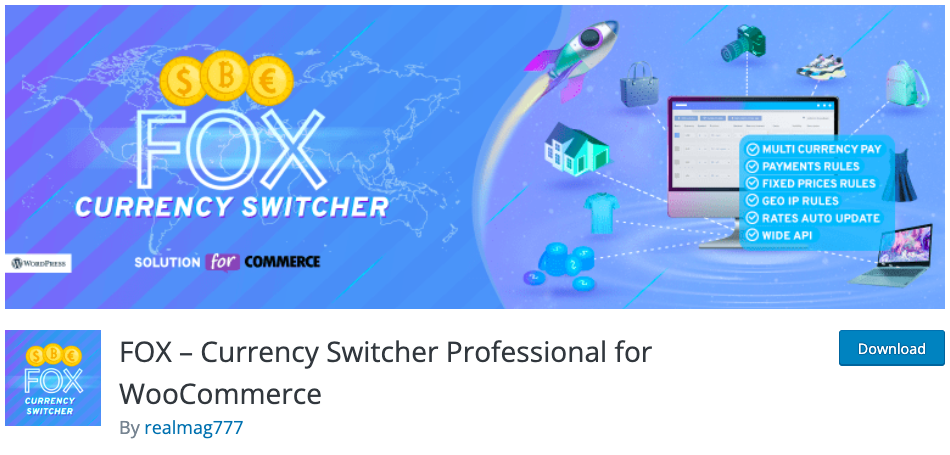 conmutador de moneda fox para woocommerce