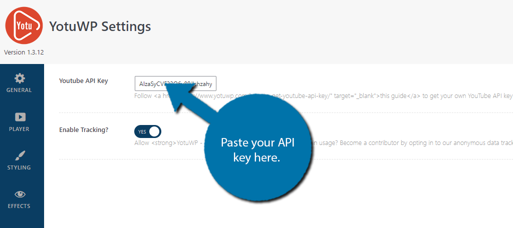 Pegue la clave API para insertar una lista de reproducción de YouTube en WordPress