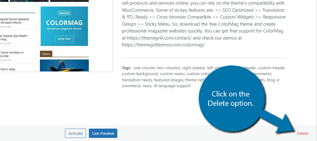 Eliminar temas en WordPress