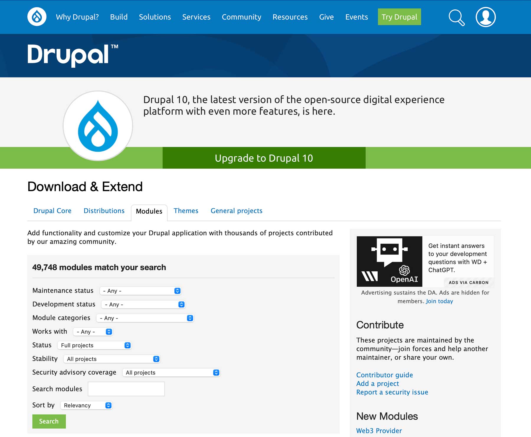 Los módulos de Drupal son como plugins de WordPress