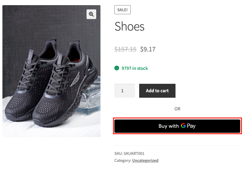 Botón de Google Pay en la página del producto WooCommerce