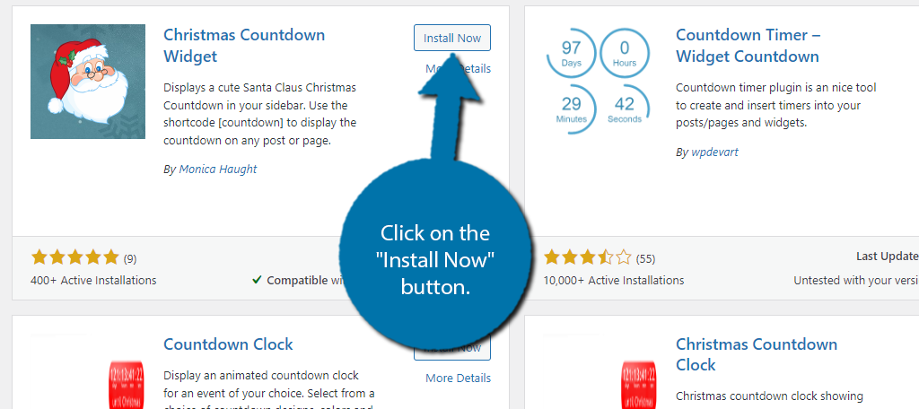 Instale el widget de cuenta regresiva de Navidad para WordPress