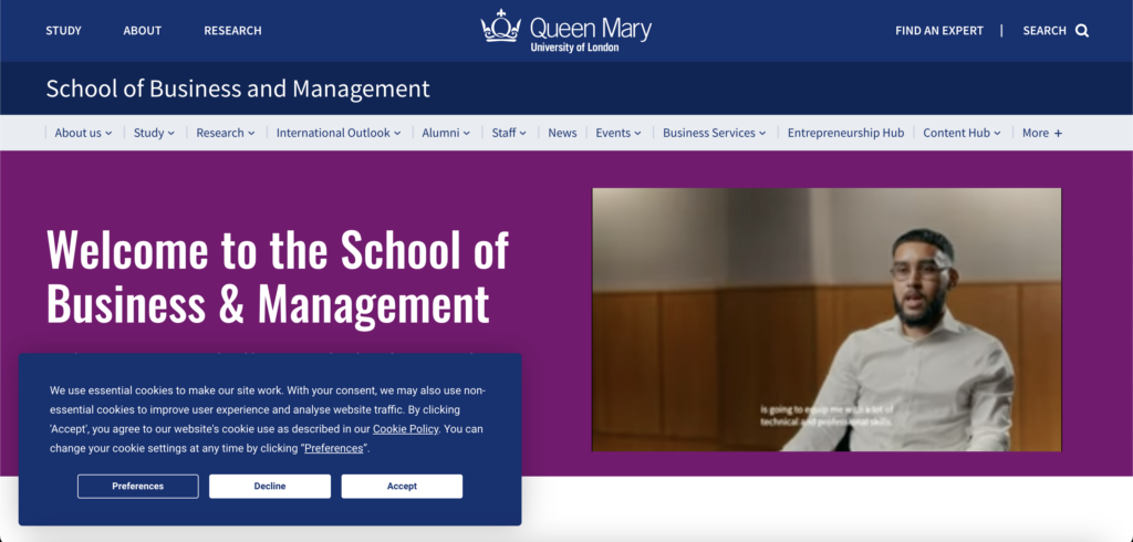 Sitio web de Queen Mary Universidad de Londres