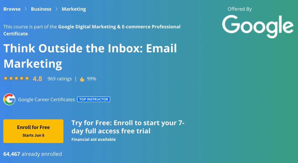 Google piensa fuera de la bandeja de entrada curso de marketing por correo electrónico