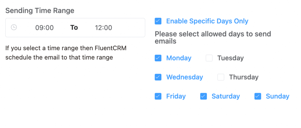 enviar selector de tiempo en fluentcrm