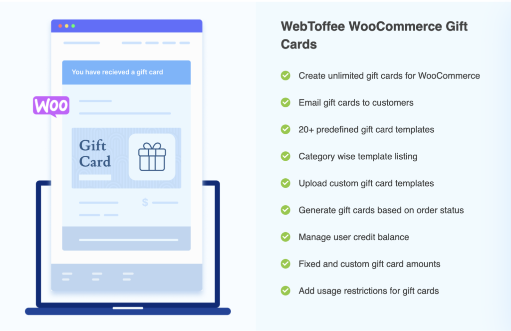 Tarjetas de regalo WebToffee WooCommerce