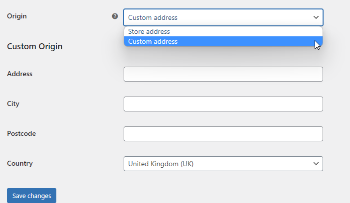 Origen personalizado en Tarifas de envío basadas en distancia para el plugin WooCommerce