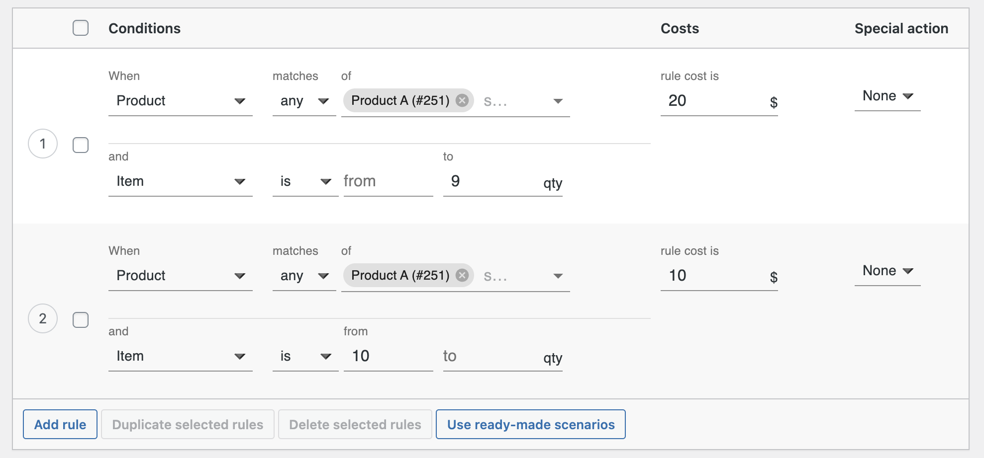 Costo de envío con descuento para pedidos al por mayor: configuración completa