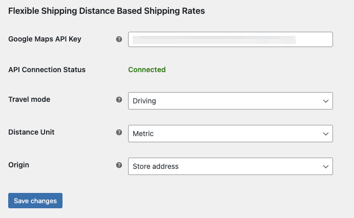 Configuración del plugin Tarifas de envío basadas en la distancia