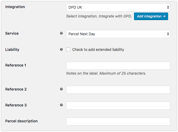 Configuración de integración de DPD Reino Unido