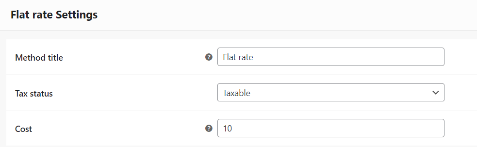 configuración del método de envío de tarifa plana