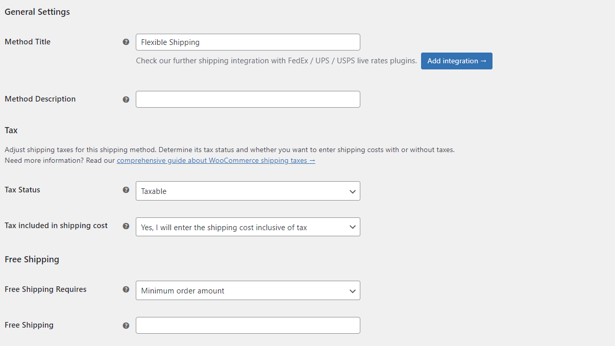 Método de envío flexible: configuración general