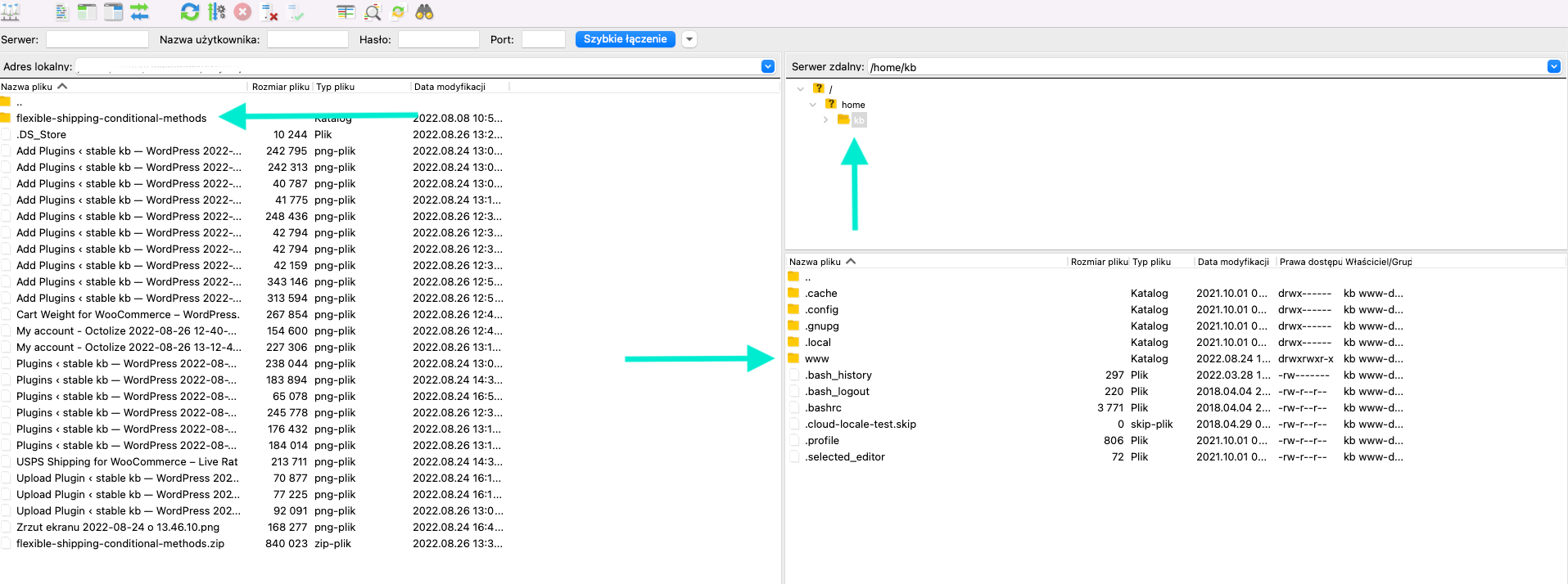 Localice el archivo del plugin en su computadora y sus archivos de WordPress