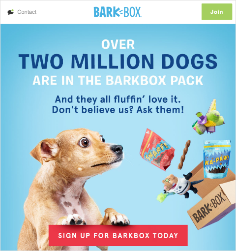 ejemplo de correo electrónico de prueba social de barkbox