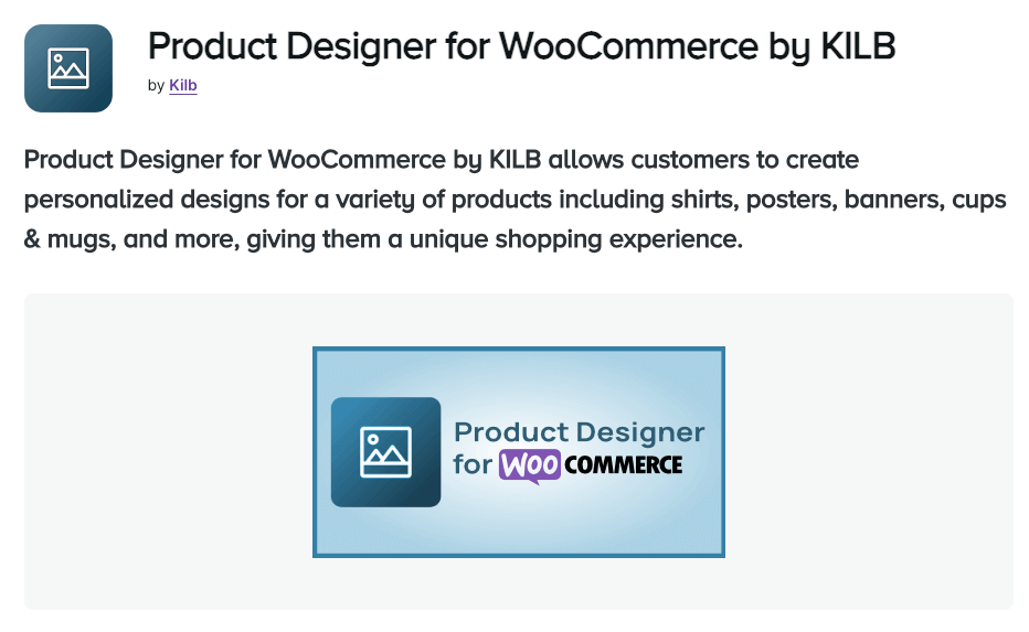 Diseñador de productos para WooCommerce por la página de inicio de KILB