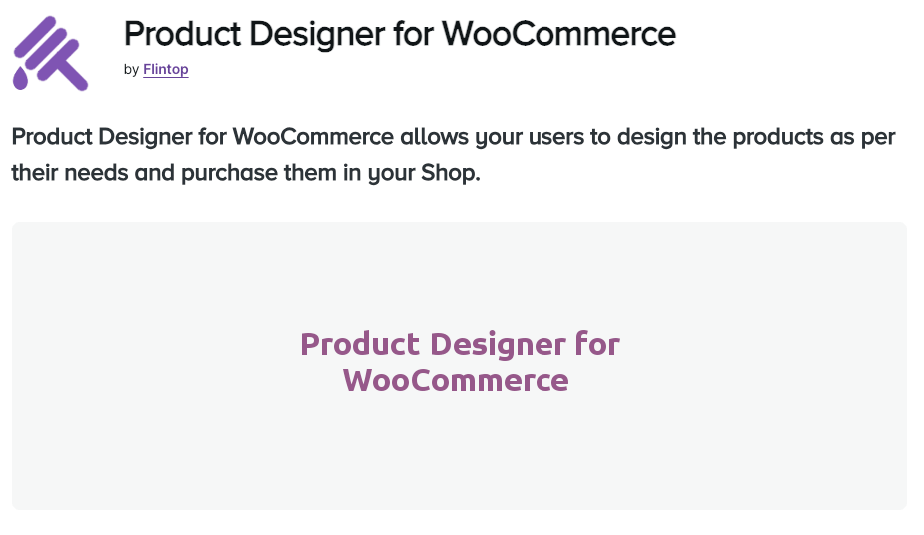 Diseñador de productos para WooCommerce por la página de inicio de Flintop