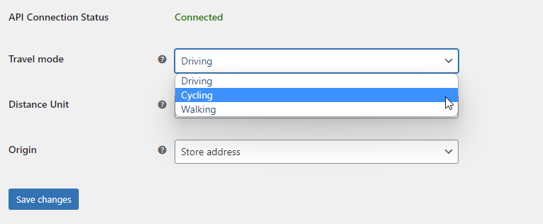 Modo de viaje en tarifas de envío basadas en distancia para el plugin WooCommerce