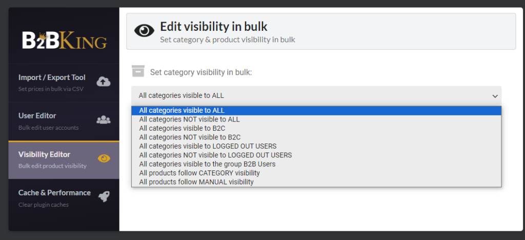 editor de visibilidad