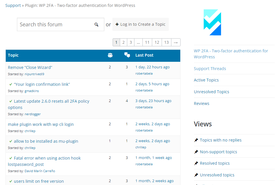 FORO DE SOPORTE DE WP 2FA