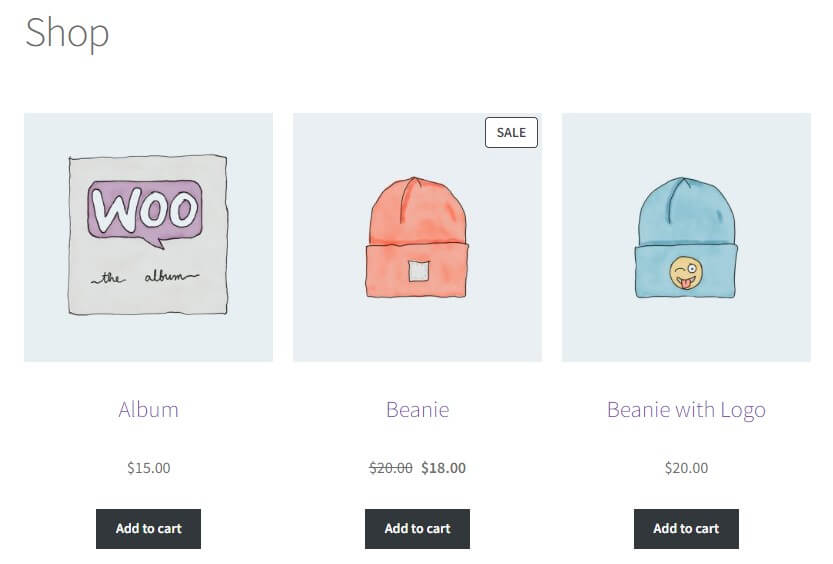 Diseño predeterminado de WooCommerce