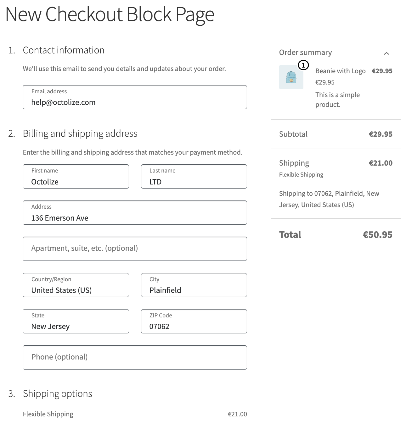 bloque de pago de woocommerce octolizar pedido de prueba de envío flexible