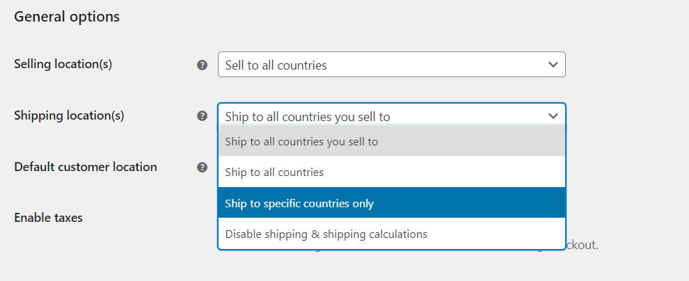 Envío solo a países específicos