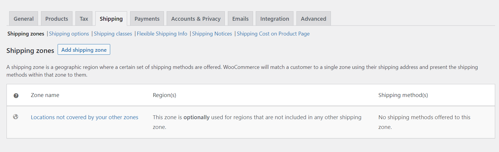 Zonas de envío de WooCommerce