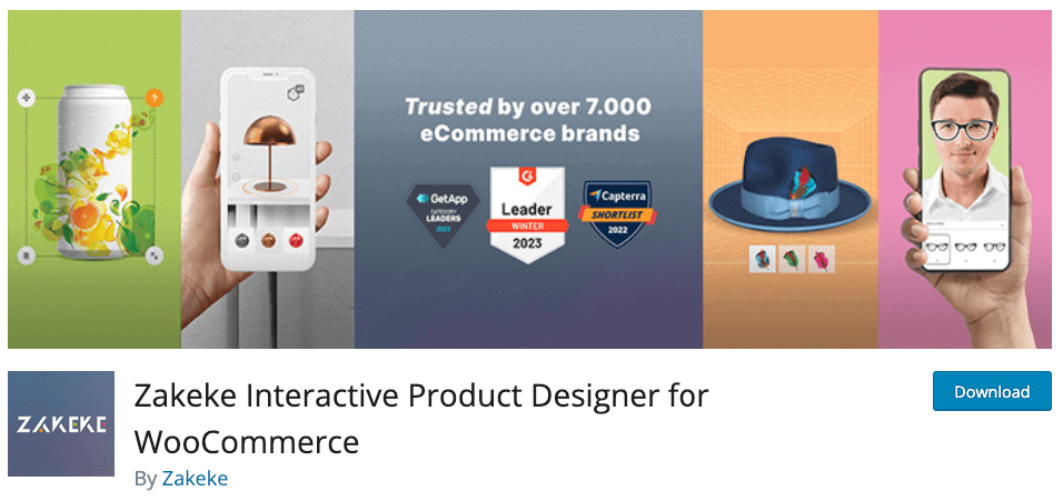 Diseñador de productos interactivos de Zakeke para la página de inicio de WooCommerce