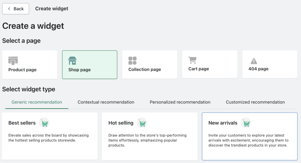 Crear recomendación de recién llegados en la página de la tienda