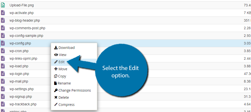 editar el archivo wp-config.php