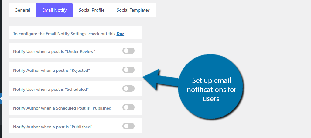 Configuración de notificación por correo electrónico