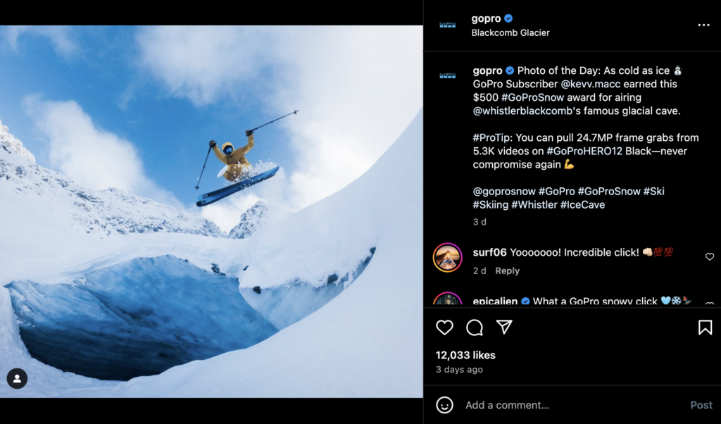 Publicación de Instagram de GoPro