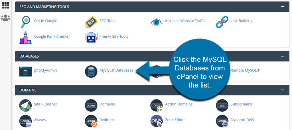 Bases de datos MySQL desde cPanel