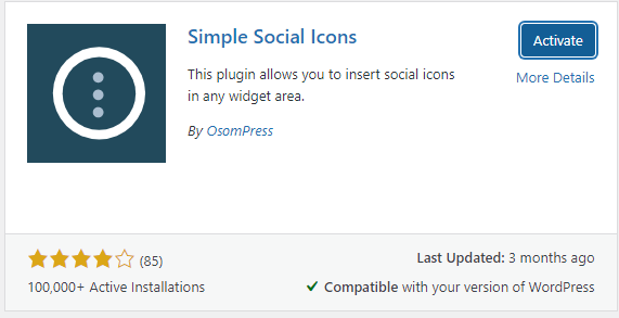 Plugin de iconos sociales simples