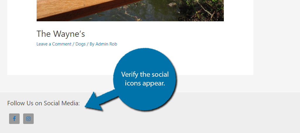 Verifique que los íconos sociales aparezcan en el área de pie de página de WordPress