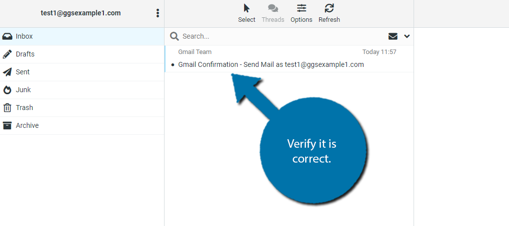 Verifique el correo electrónico para asegurarse de haber configurado POP3 y SMTP correctamente.