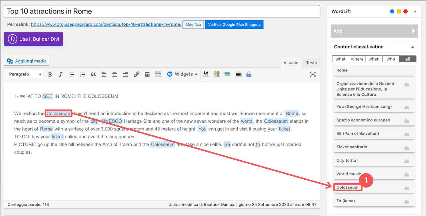 Inyección de esquemas de IA del editor clásico de WordLift