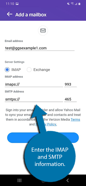 Ingrese su información IMAP, POP3 y SMTP en Yahoo