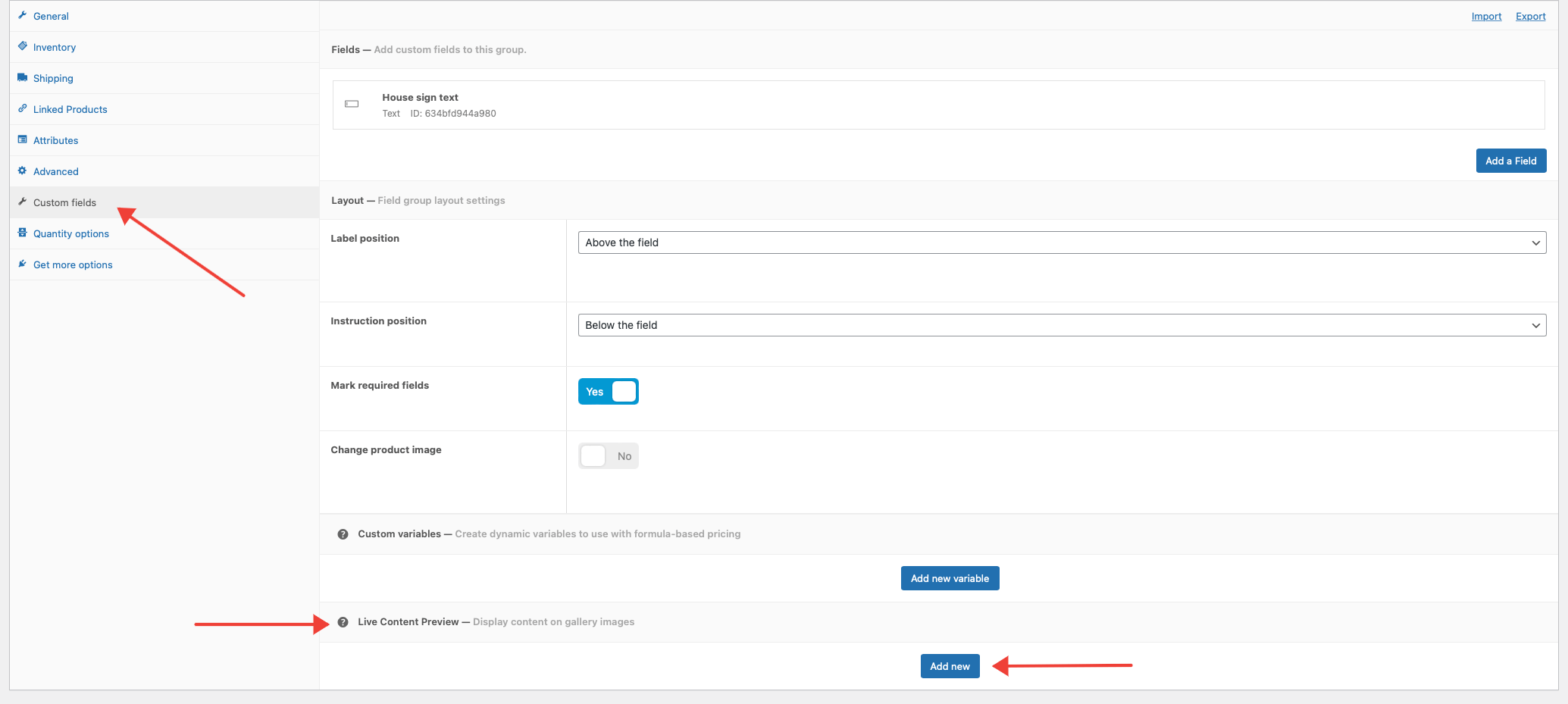 Agregar nueva configuración de vista previa de contenido en vivo en APF