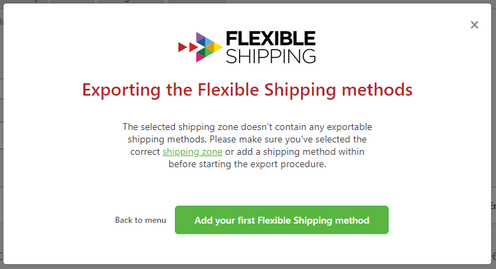 error de exportación en el plugin de importación/exportación de envío flexible