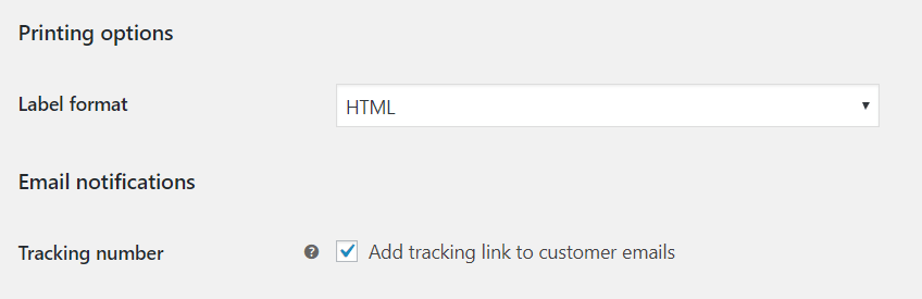 Opciones de impresión y notificaciones por correo electrónico en DPD Local para WooCommerce