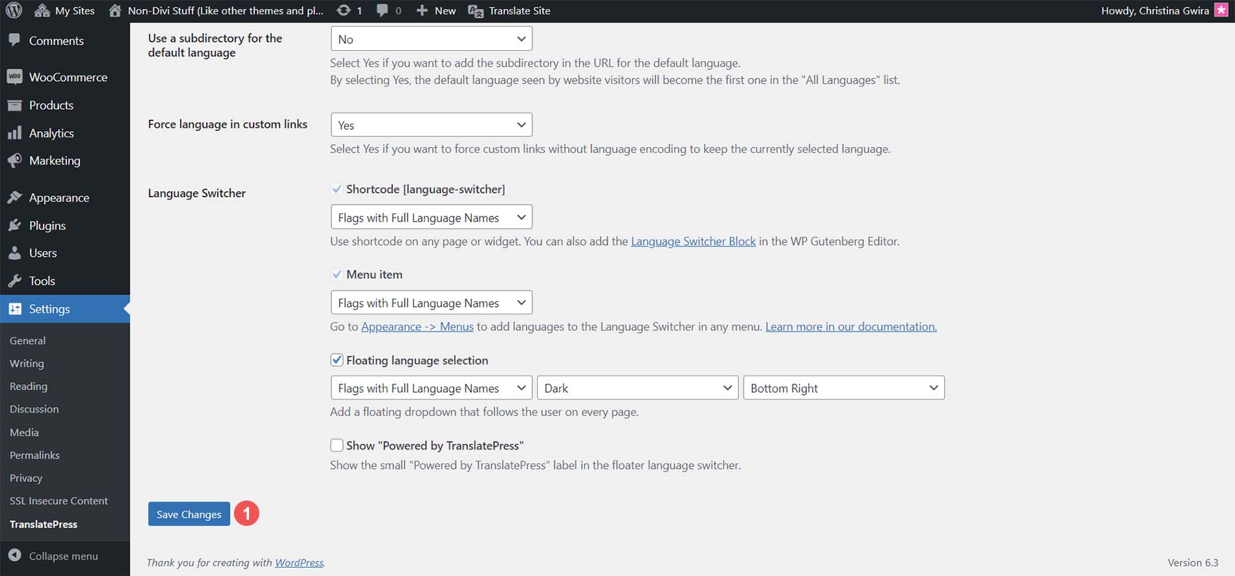 Guardar la configuración de TranslatePress