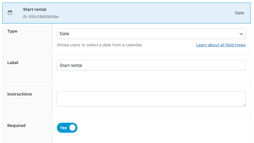 Ajustar la configuración para un campo personalizado de fecha