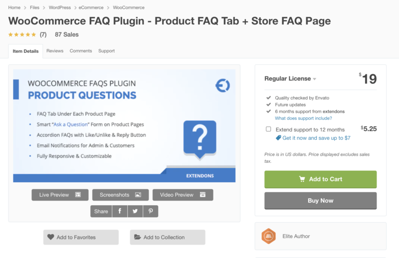 Plugin de preguntas frecuentes de WooCommerce